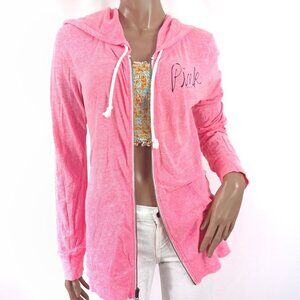 VS PINK Zip Front Lightweight LS Hoodie Sweatshirt M